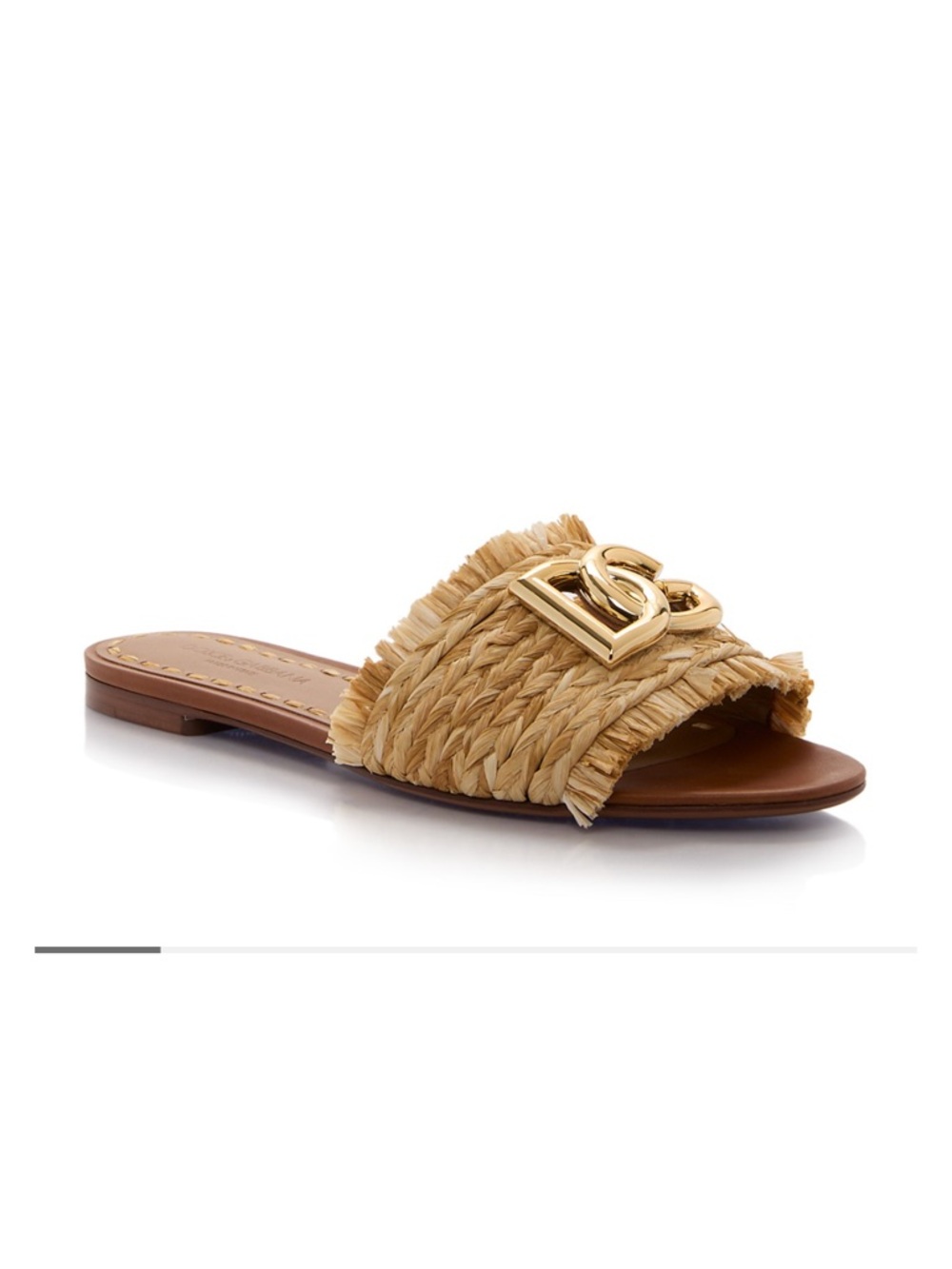 NEW Dolce & Gabbana Raffia Slide Sandals with Gold DG Emblem 38 - Picture 8 of 10